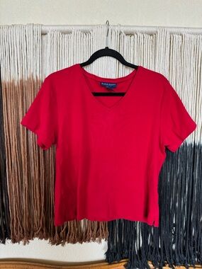 Red Karen Scott V-neck cotton t-shirt; great condition